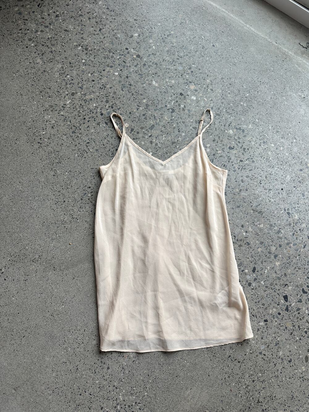 J. Crew Women's XS Cami Cream Pink Silk Semi Sheer Tank Top Cami